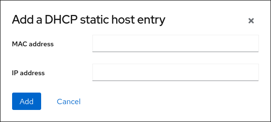 screenshot of support configuring static mac → ip address mappings