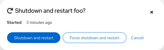 screenshot of the "Shutdown and Restart" dialog