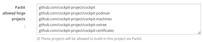 packit allowed forge projects