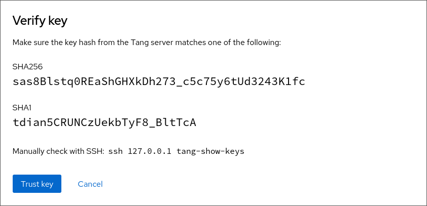 Key verification with SHA256 and SHA1 fingerprints